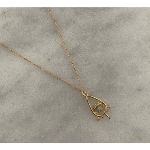 Gold Vintage Style Star Burst Evil Eye Pendant Necklace Brand New - Picture 3 of 3